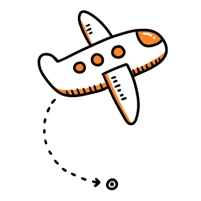 Simple Pattern Decoration Plane Orange Airplane Cartoon