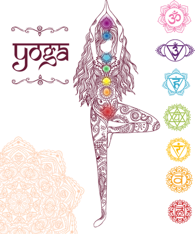 Yoga Curly Long Hair Balanced Illustration Chakra