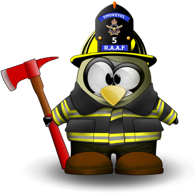 Tux Fireman Firefighter Racer Linux Penguin