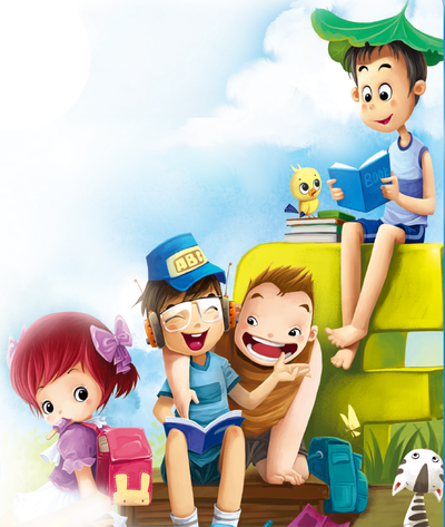 Poster Reading Cartoon Children PNG Image High Quality