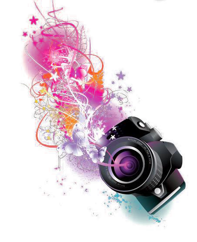 Pink Graphic Purple Text Lens Camera Design