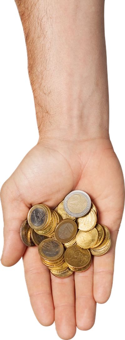 Coins in hand PNG image