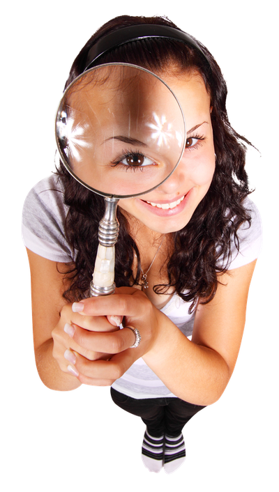 Girl With Magnifying Glass PNG Image