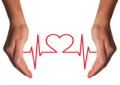 Hands Holding Red Heart with ECG line PNG image