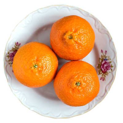 Juicy Tangerine fruits on White Plate
