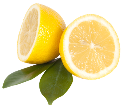 Lemon Fruit with Leaf PNG image