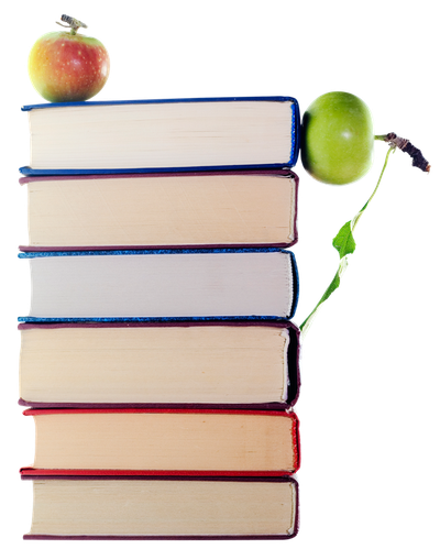 Stack of Books and Apple PNG image