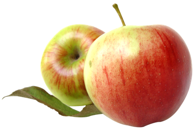 Two Red Apples with Leaves PNG image