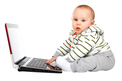 Baby with Laptop PNG image