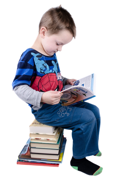 Boy Reading Books PNG Image
