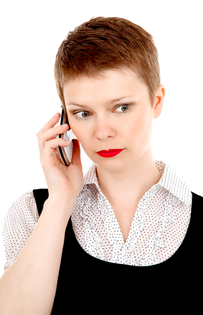 Business Woman on Mobile Phone PNG image