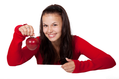 Girl Holding Apple PNG Image