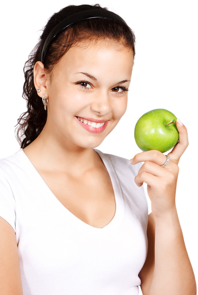 Girl Holding Green Apple PNG Image