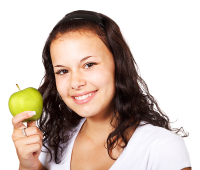 Girl With Green Apple PNG Image
