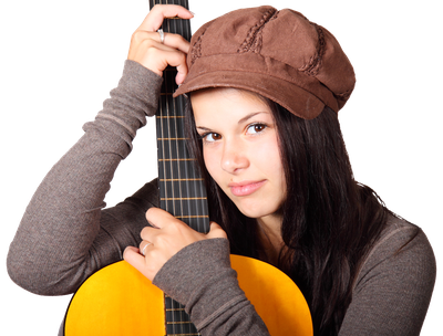 Girl With Guitar PNG Image