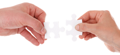 Hand Connects Two Puzzle Pieces PNG image