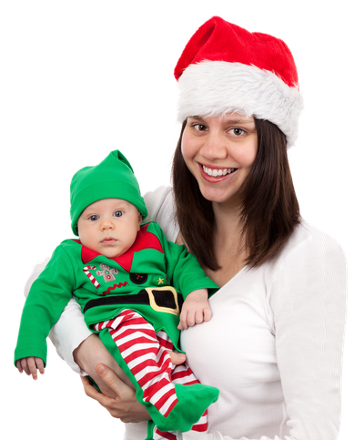 Mom And Baby In Christmas PNG Image