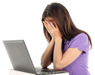Sad Girl With Laptop PNG Image