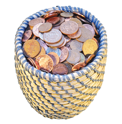 Basket With Coins PNG Transparent Image