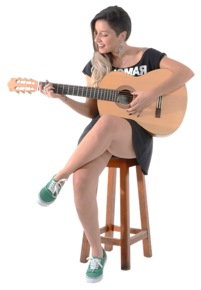 Beautiful Girl Playing Guitar PNG Image