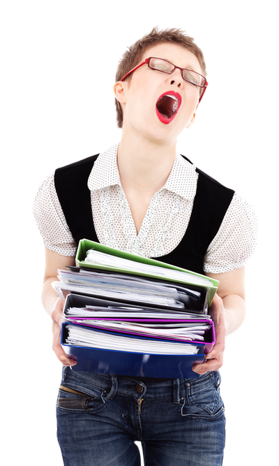 Business Woman Carrying Stack of Files PNG Image