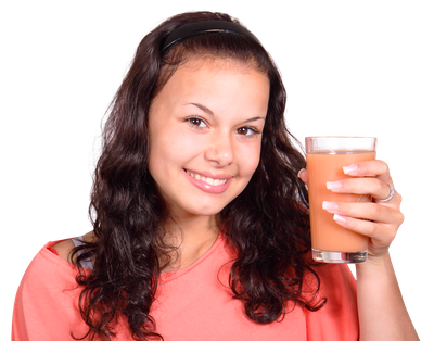 Cute Girl Holding Glass of Fresh Juice PNG Image