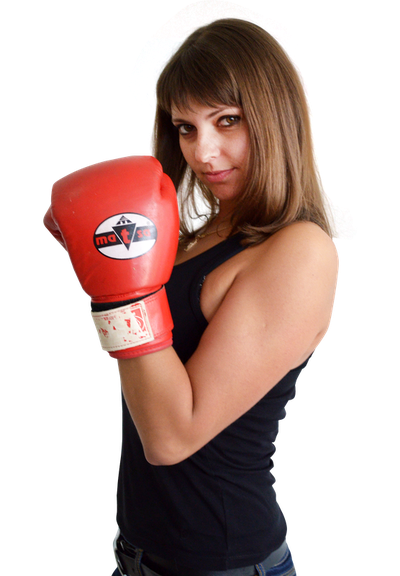 Woman With Boxing Gloves PNG Transparent Image