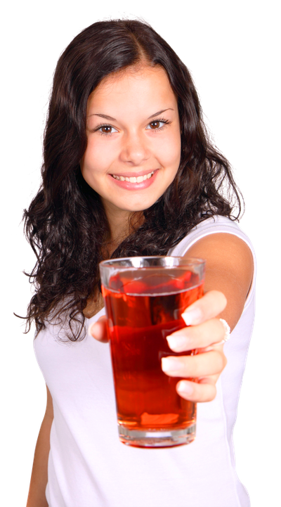 Young Girl with Glass of Fresh Juice PNG Image