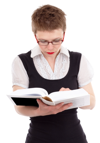 Young Woman Reading Book Transparent PNG Image