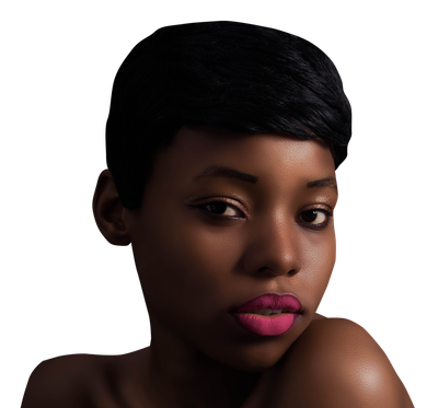 Beautiful Black Woman With Glossy Makeup PNG Image
