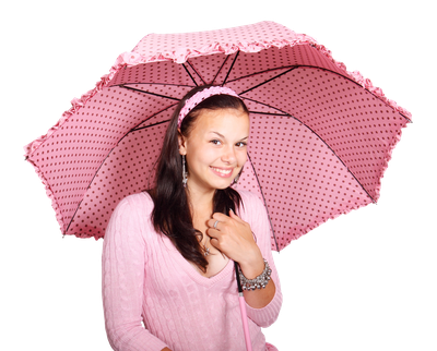 Beautiful Young Girl With Umbrella PNG Image