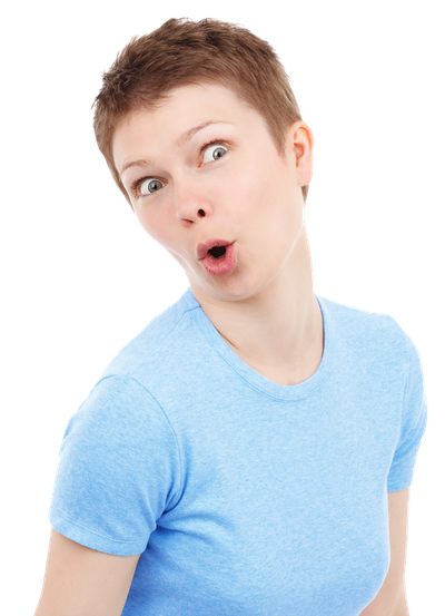 Funny Portrait of Cute Surprised Woman PNG Image