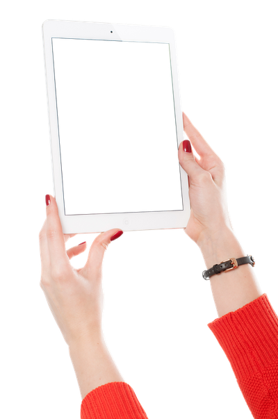 Girl Hand Holding White Tablet PNG Image