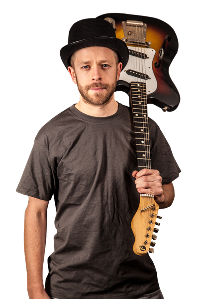 Guitarist Stand And Holds A Guitar PNG Image