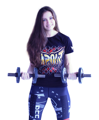 Happy Fitness Woman Lifting Dumbbells PNG Image