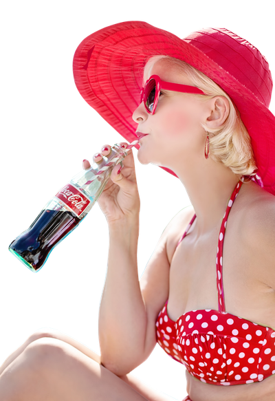 Sexy Woman Drinking Coca Cola Drink PNG Image