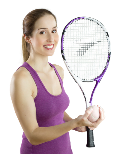 Smiling Woman With A Tennis Racket PNG Image