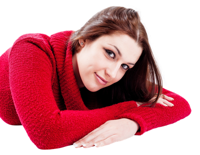 Young Woman In Red Dress Laying Down PNG Image