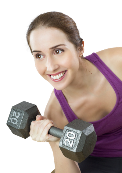 Young Fit Woman Exercises With Dumbbell PNG Image