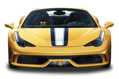 Yellow Ferrari Front View Car PNG Image